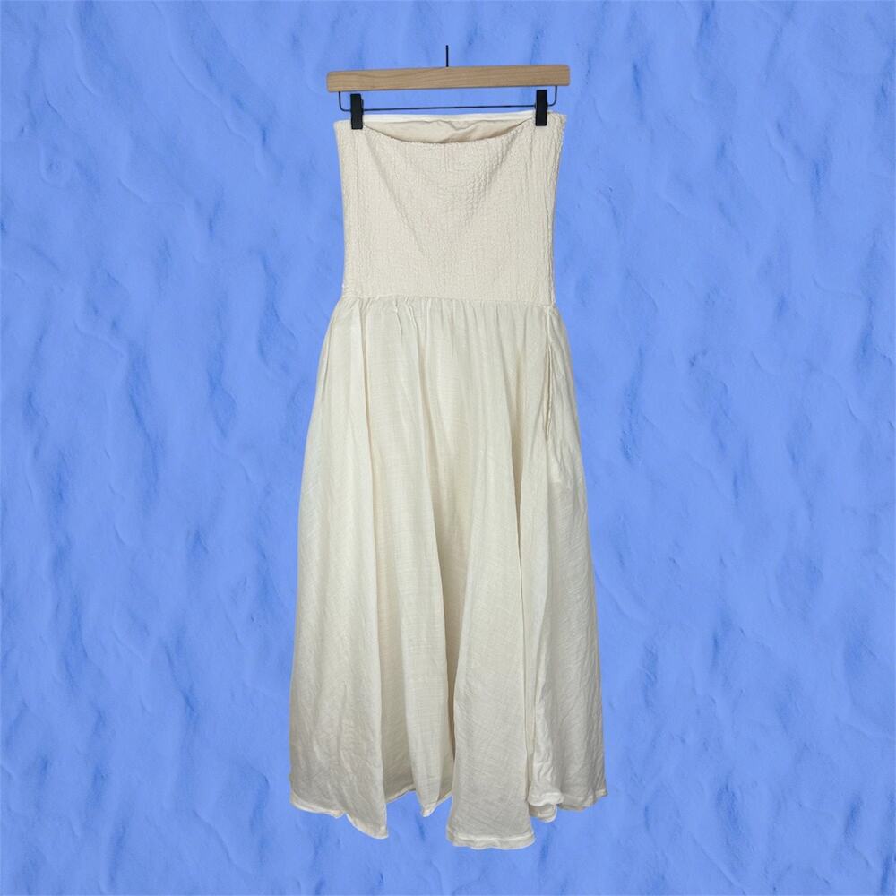 J.CREW Strapless Mixy Dress Summer Linen Cream Size Small NWT Minimalist Europe - Picture 5 of 13